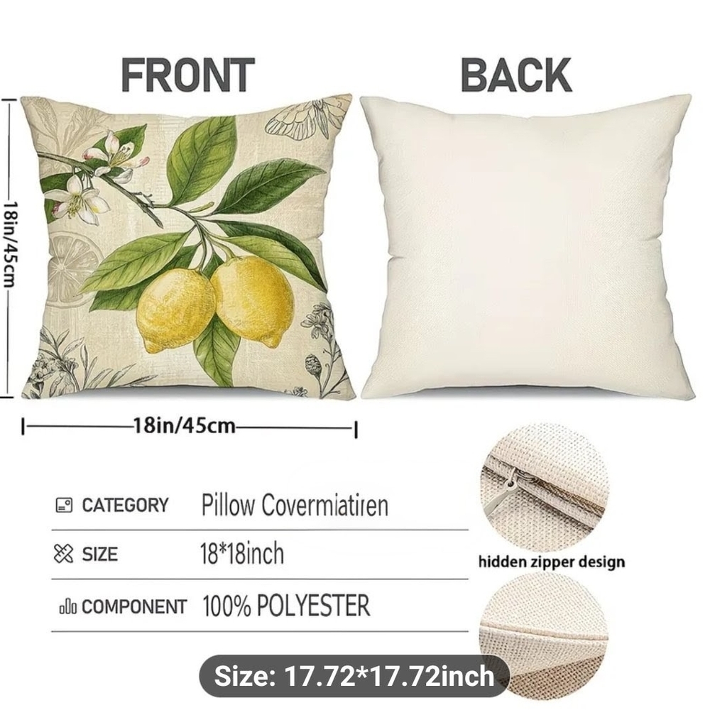 Lemon Print Decorative Throw Pillows SET OF 4 - Picture 3 of 3